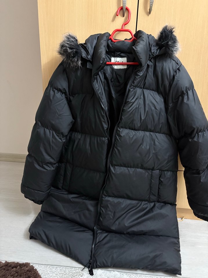 Kürklü Siyah Kadın Uzun Kış Montu - Görsel 3