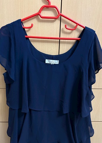 Lacivert Kat Kat Midi Elbise - Görsel 2