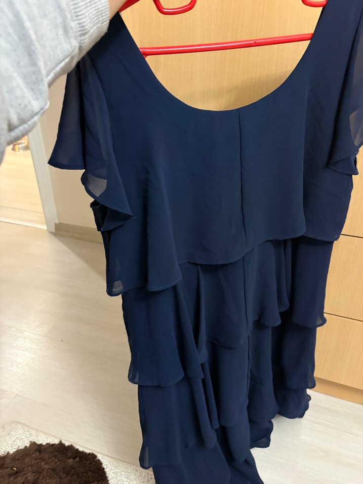 Lacivert Kat Kat Midi Elbise - Görsel 4