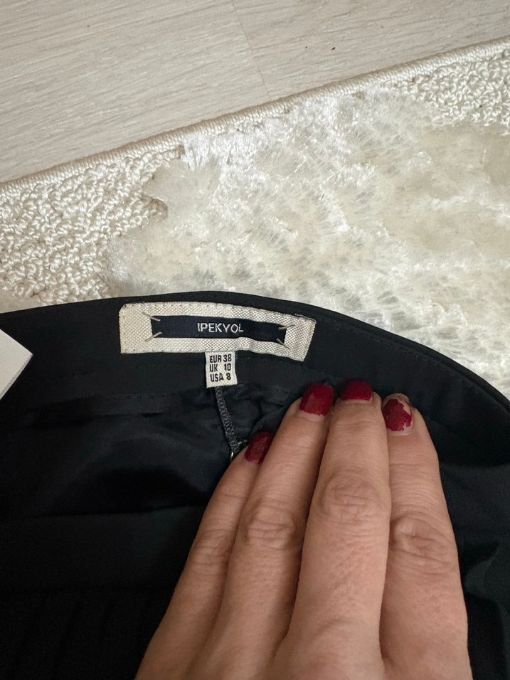 Fermuarlı Siyah Midi Etek - Görsel 3