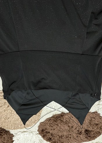 Siyah V YakalıKadın Abiye Elbise Simli - Görsel 5