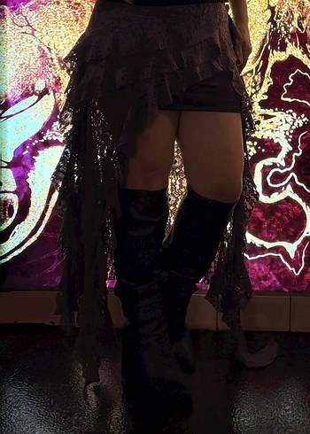 Mor Renkli Fırfırlı tarz etek - Görsel 4