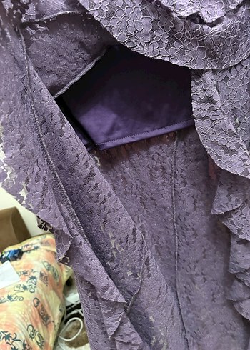 Mor Uzun Volanlı Gotik Etek - Görsel 4