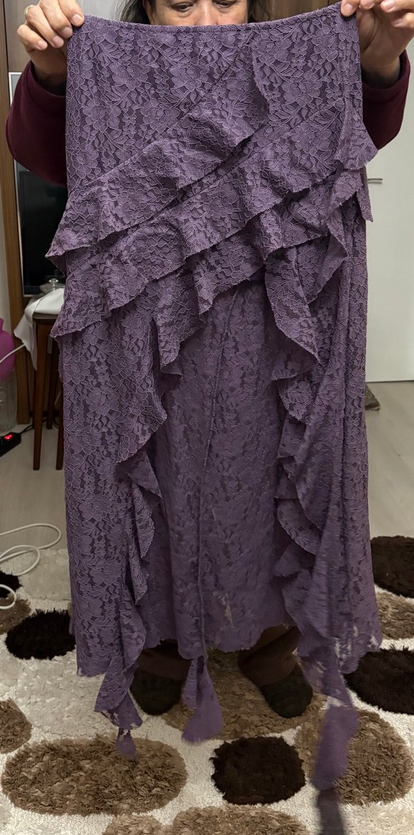 Mor Uzun Volanlı Gotik Etek - Görsel 5