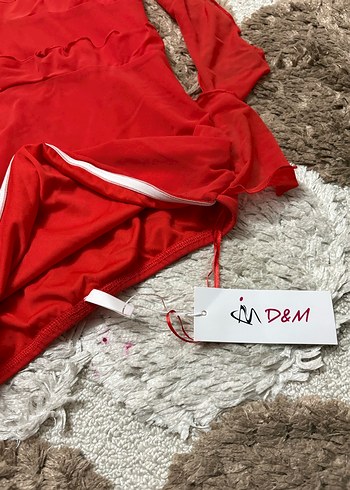 Parlak Kırmızı Askısız Mini Elbise - Görsel 7