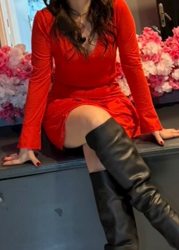 Kırmızı V Yaka Mini Parlak Elbise - Görsel 5