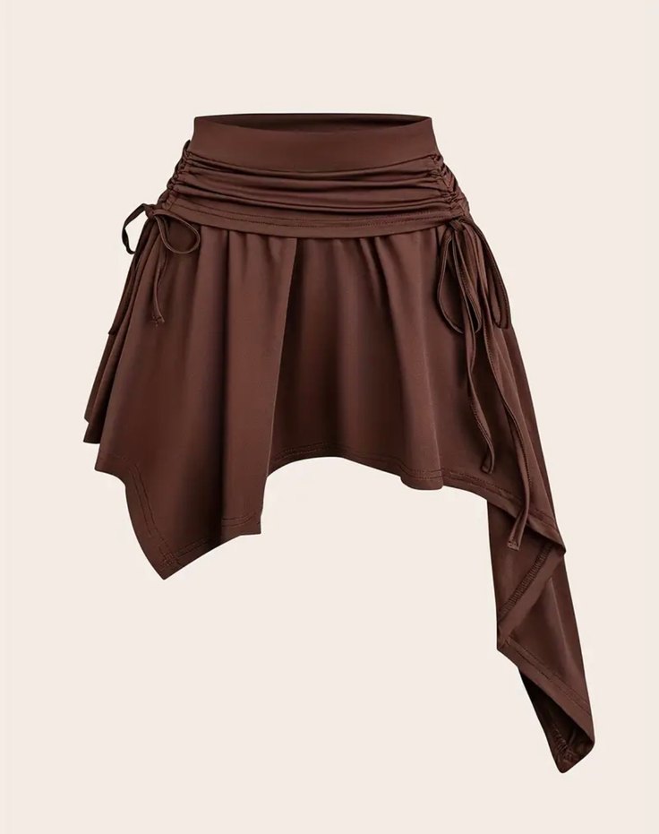 Kahverengi Drapeli Midi Eteği - Görsel 3