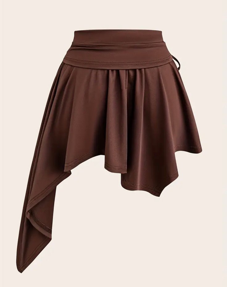 Kahverengi Drapeli Midi Eteği - Görsel 2