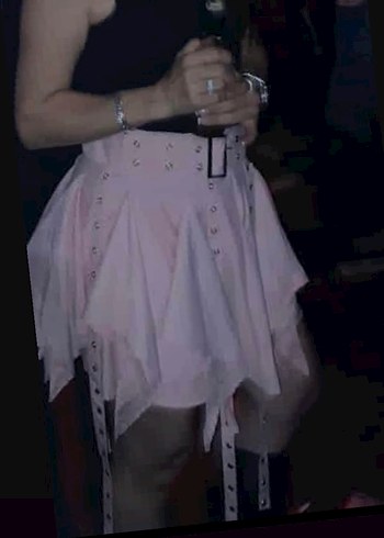 Pembe Mini Etek, Fırfırlı, Gevşek Kesim - Görsel 3