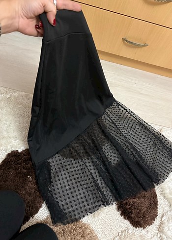 Siyah Uzun Kadın Etek, dantel detaylı - Görsel 5