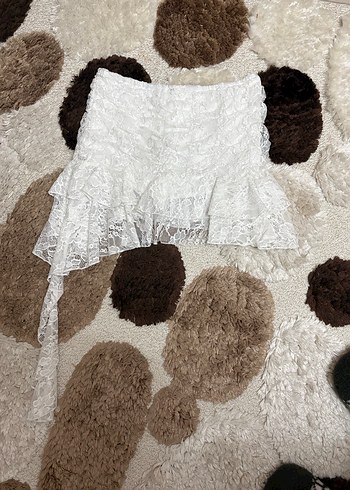 Dantel Detaylı Beyaz Midi Gotik Etek - Görsel 3