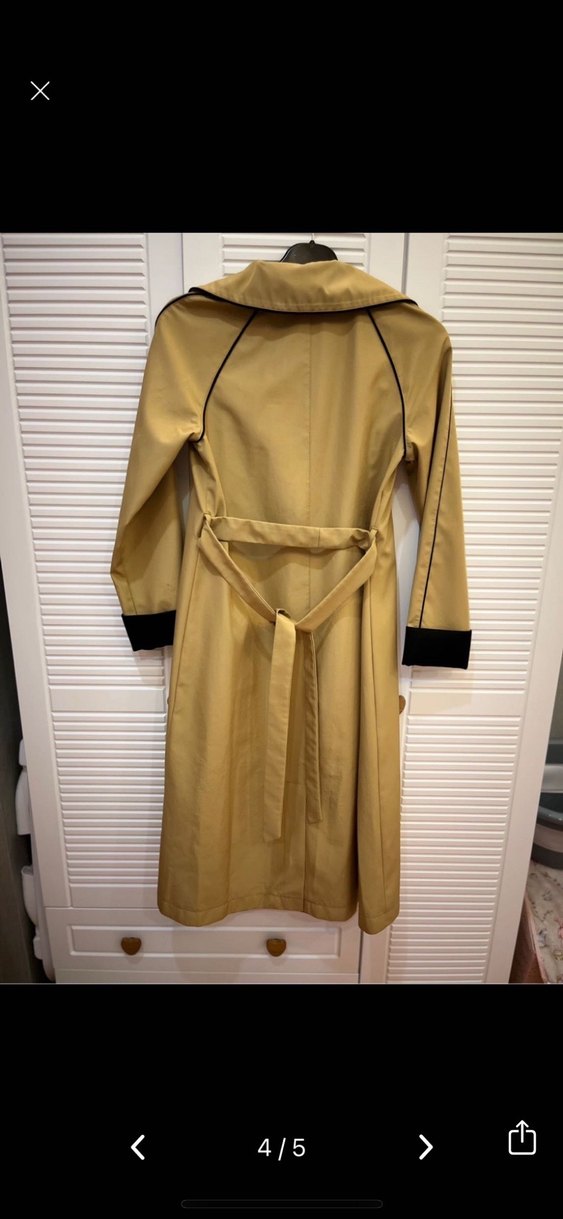 Düğmeli Bej Kadın Trençkot - Görsel 2