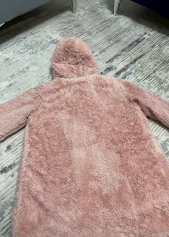 Kız Çocuk Kapüşonlu pudra Pembesi mont kaban - Görsel 6
