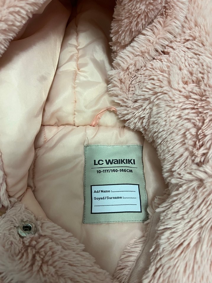 Kız Çocuk Kapüşonlu pudra Pembesi mont kaban - Görsel 4