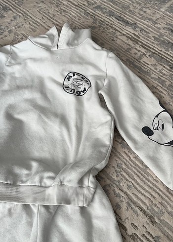 Mickey Mouse Kapüşonlu beyaz Kız Eşofman Takımı - Görsel 3