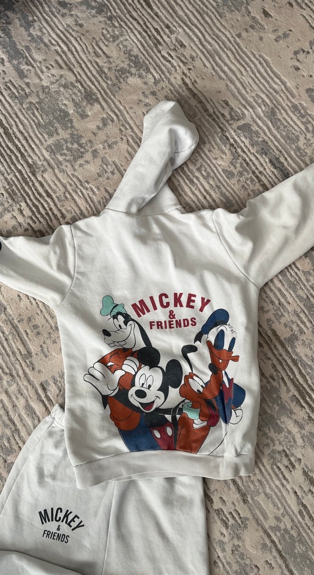 Mickey Mouse Kapüşonlu beyaz Kız Eşofman Takımı - Görsel 4