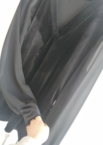 Siyah V Yaka Uzun Kollu Kadın Bluz - Görsel 2