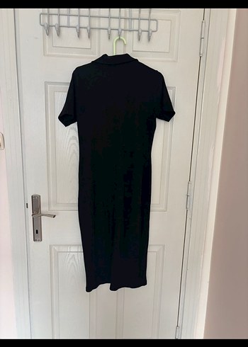 Düğmeli Siyah Uzun Kadın Elbise - Görsel 2