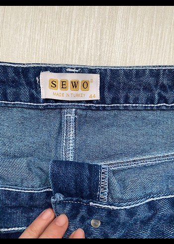 Fermuarlı Mavi Denim Mini Etek - Görsel 2