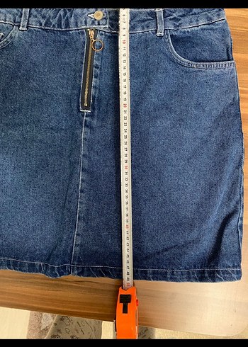 Fermuarlı Mavi Denim Mini Etek - Görsel 5