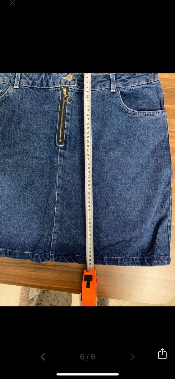 Fermuarlı Mavi Denim Mini Etek - Görsel 5