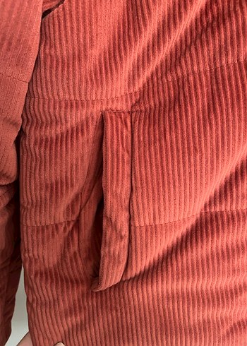 Düğmeli kiremit rengi Midi Kadın mont - Görsel 3