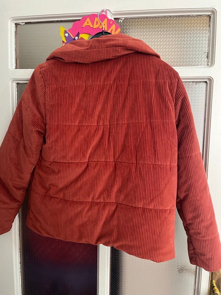 Düğmeli kiremit rengi Midi Kadın mont - Görsel 4