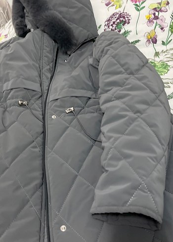 Gri Kadın  Uzun Mont - Görsel 3