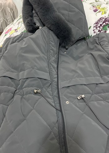 Gri Kadın  Uzun Mont - Görsel 2