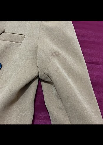 Taba  Düğmeli Uzun Kesim Kadın Blazer - Görsel 3