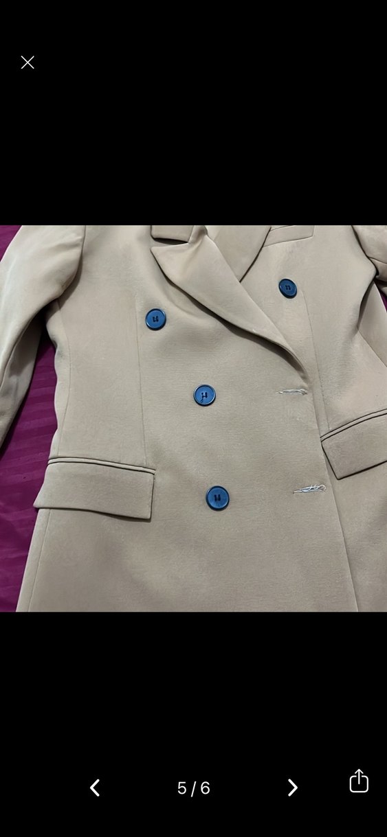 Taba  Düğmeli Uzun Kesim Kadın Blazer - Görsel 4