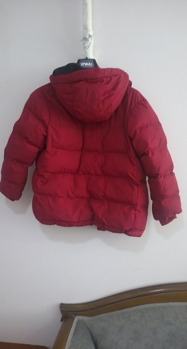 Koyu Kırmızı Erkek Çocuk Düğmeli Mont - Görsel 5