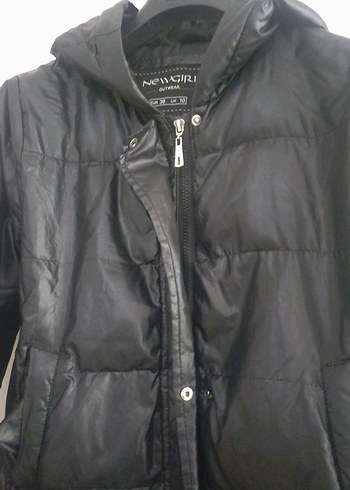 Siyah Deri Kadın Kışlık Mont - Görsel 4