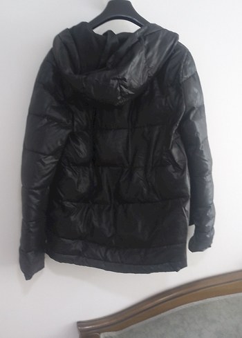 Siyah Deri Kadın Kışlık Mont - Görsel 6