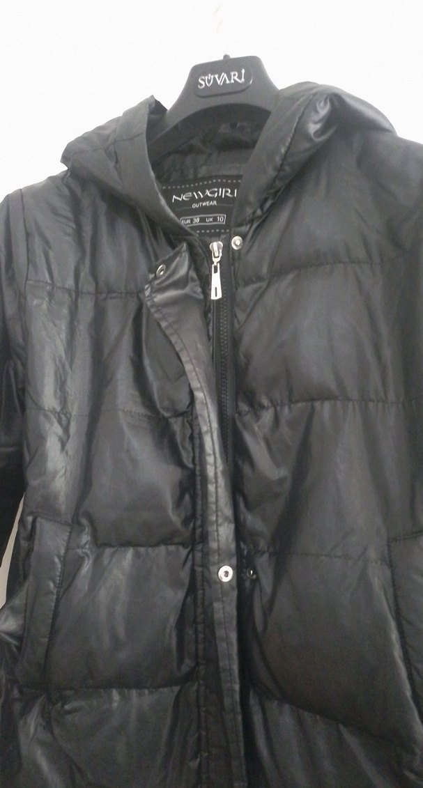 Siyah Deri Kadın Kışlık Mont - Görsel 4