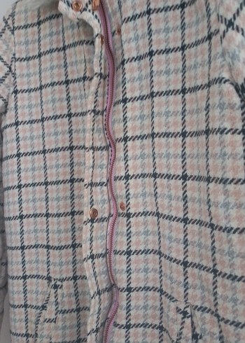 Ekose Desenli Düğmeli Kız Montu - Görsel 5