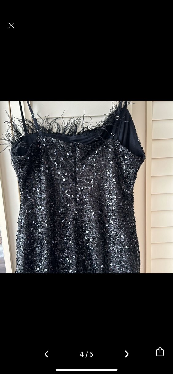 Kürk Detaylı Mini Siyah Abiye Elbise - Görsel 3