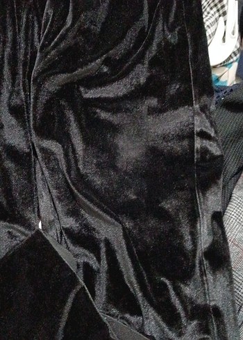 Siyah Kadın Midi Uzun Kollu kadife Takım - Görsel 5