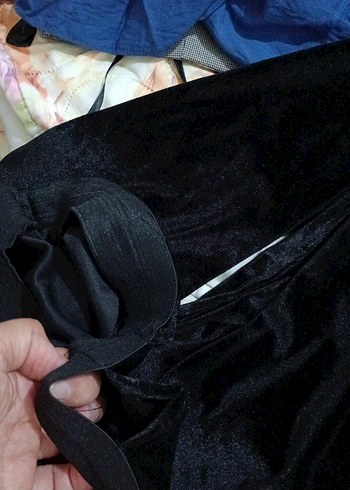 Siyah Kadın Midi Uzun Kollu kadife Takım - Görsel 6