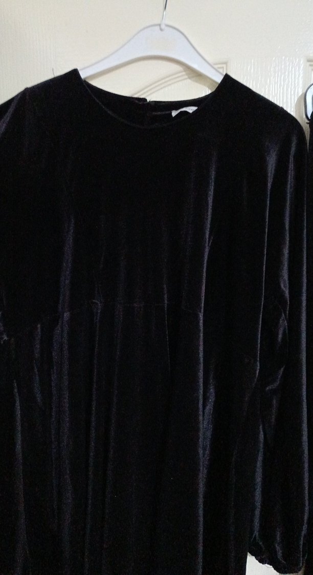 Siyah Kadın Midi Uzun Kollu kadife Takım - Görsel 2