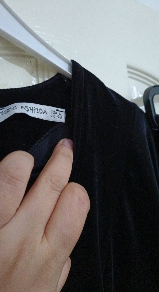 Siyah Kadın Midi Uzun Kollu kadife Takım - Görsel 3