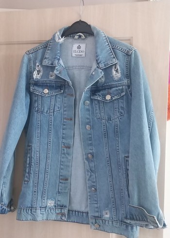 Düğmeli Mavi Kadın Denim Ceket