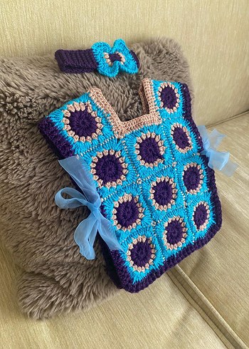 Kız Çocuk Renkli Örgü Bohem Yelek - Görsel 2