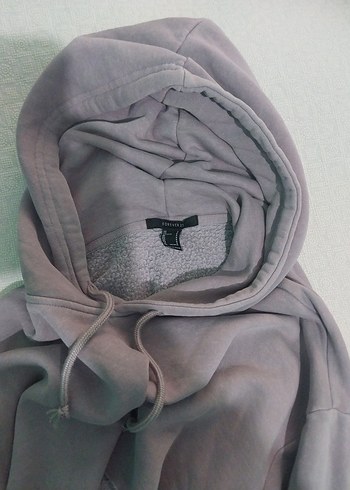 Gri Kapüşonlu Crop Sweatshirt forever 21 - Görsel 4