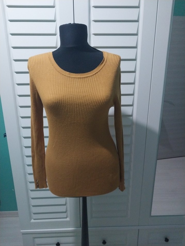 Bej Kadın İnce Triko Uzun Kollu Kazak adL - Görsel 2