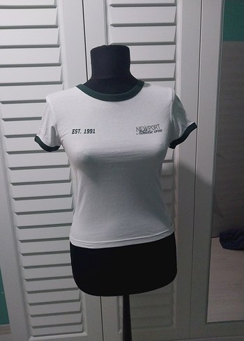 Beyaz, baskılı, kısa kollu kadın tişört pacific republic - Görsel 2