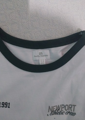 Beyaz, baskılı, kısa kollu kadın tişört pacific republic - Görsel 5