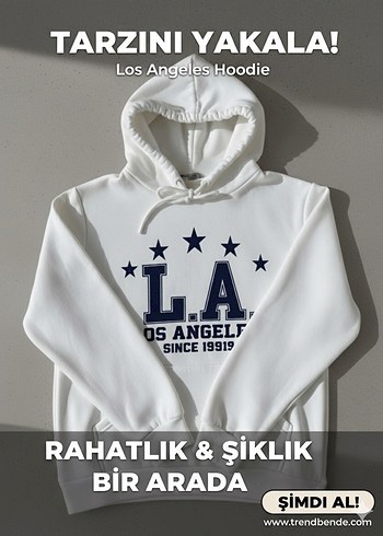 Los Angeles Temalı Basic Beyaz Sweatshirt