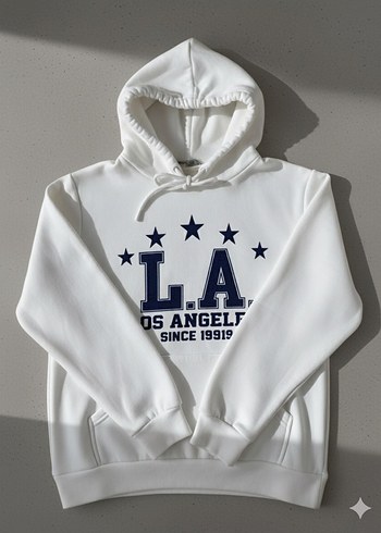 Diğer Los Angeles Temalı Basic Beyaz Sweatshirt