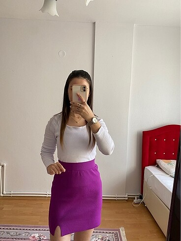 Defacto Fitted Yırtmaçlı Mini Etek